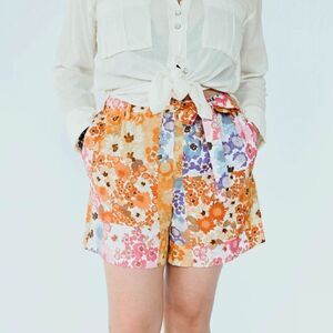 NWT Johnny Was Jade Sherrie Linen Floral Belted Easy Shorts Boho Chic